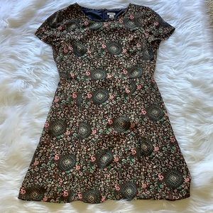 J. Crew Navy Floral Medallion Flutter Sleeve Dress